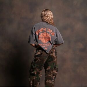 DARC SPORT HARLEY-DAVIDSON WOLVES DISTRESSED GRUNGE "BOX CUT" TEE IN SLATE GRAY